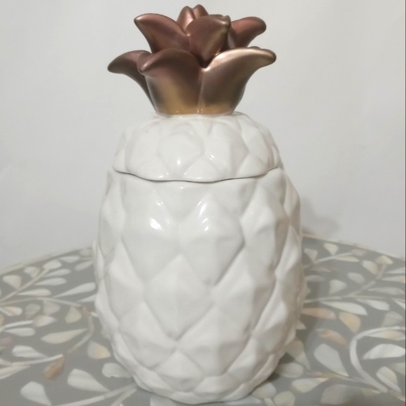 West Elm Other - 🍍 West Elm Candle Pineapple Fruit Julep White Ceramic Tropical Display Jar Used